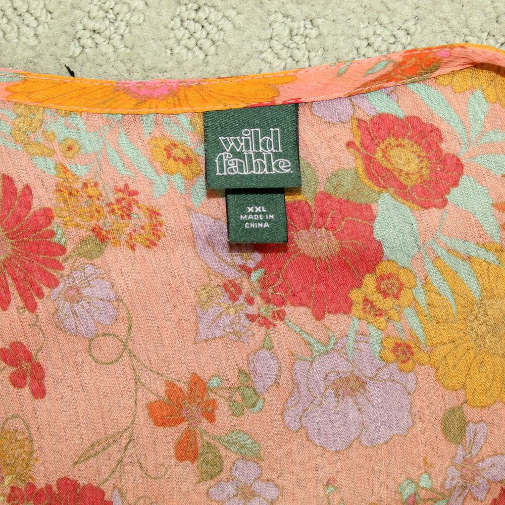 Wild Fable Women's XXL Sheer Peach Floral Cropped Top / Shrug - Picture 6 of 6